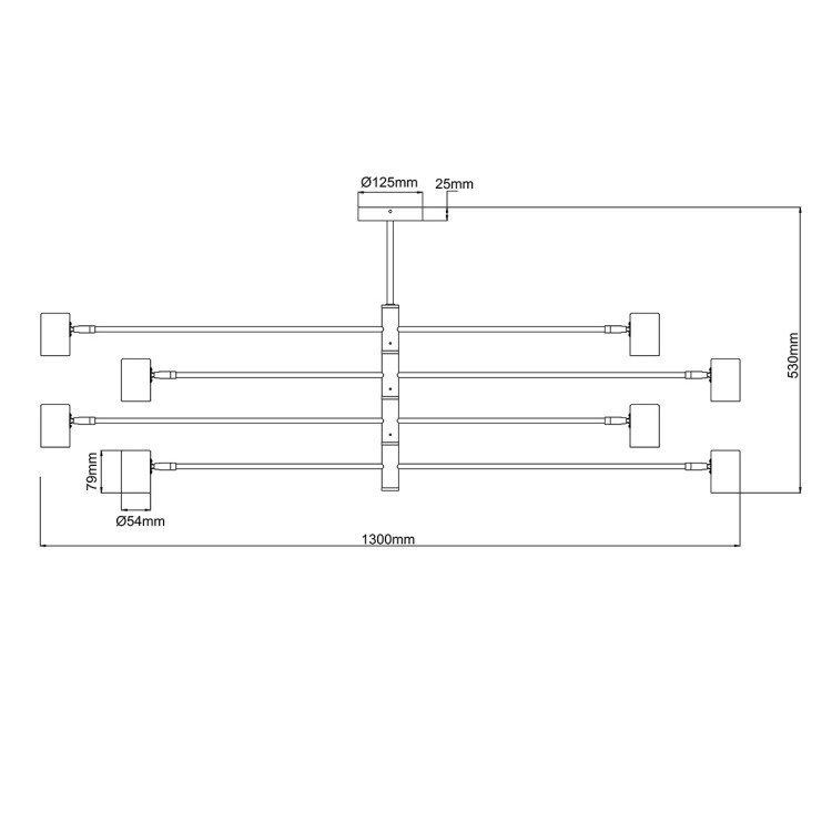 Lampa wisząca Snow 8 czarna 8xGU10 - 10425