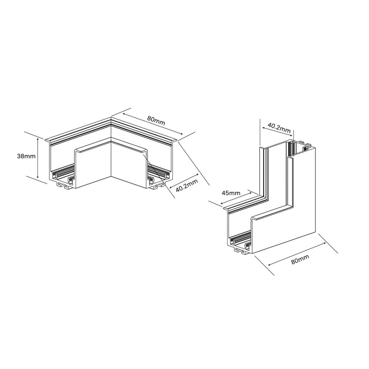Łącznik podtynkowy L sufit-ściana Magnetic Slim biały - 10511