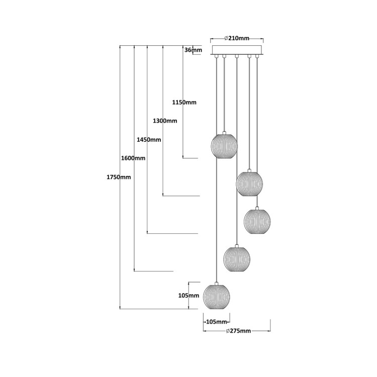 Lampa wisząca Brillant 5 złota LED CCT - 10544