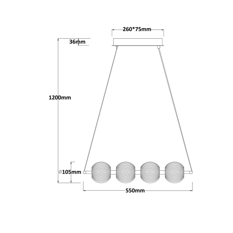 Lampa wisząca Brillant 4 złota LED CCT - 10545