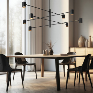 Lampa wisząca Snow 8 czarna 8xGU10