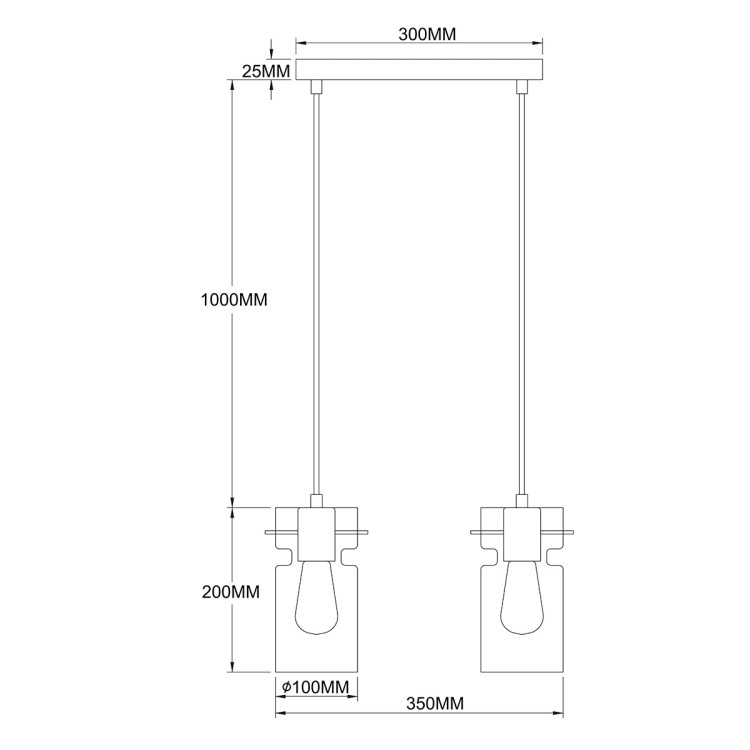 Podwójna lampa wisząca Nivio dymna 2xE27 - 10649