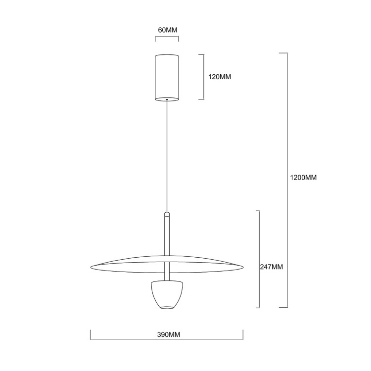 Lampa wisząca Ufo M czarna LED CCT - 10691