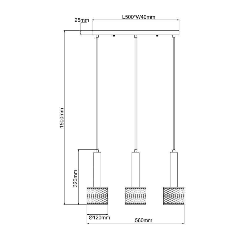 Lampa wisząca Amo czarno-złota 3xE27 - 10703