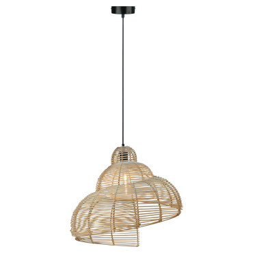 Rattanowa lampa wisząca Shella 60 cm jasne drewno 1xE27
