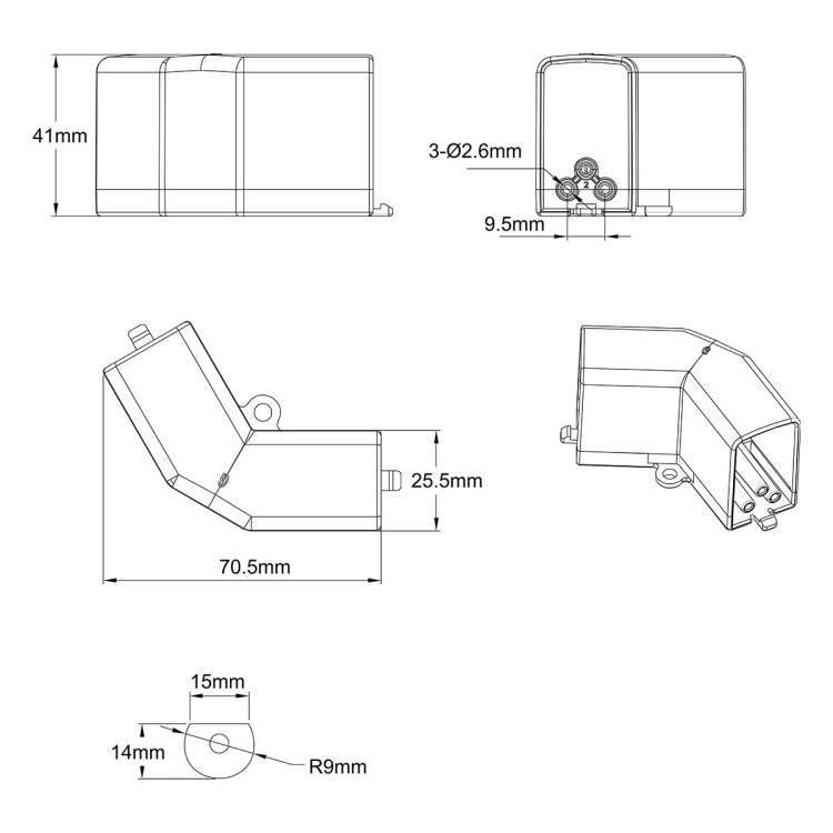 Łącznik L 120 mechaniczny do oświetlenia modułowego Geometric System New - 10894