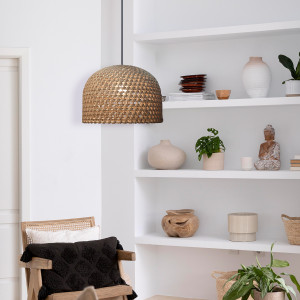 Rattanowa lampa wisząca Kanso 50 cm jasne drewno 1xE27