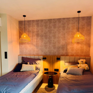 Rattanowa lampa wisząca Shella 40 cm jasne drewno 1xE27