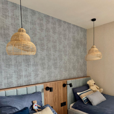 Rattanowa lampa wisząca Shella 40 cm jasne drewno 1xE27