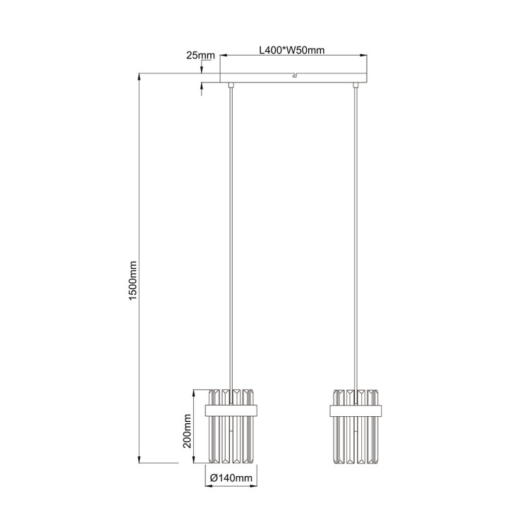 Lampa wisząca Vetro chrom 2xE14 - 11195