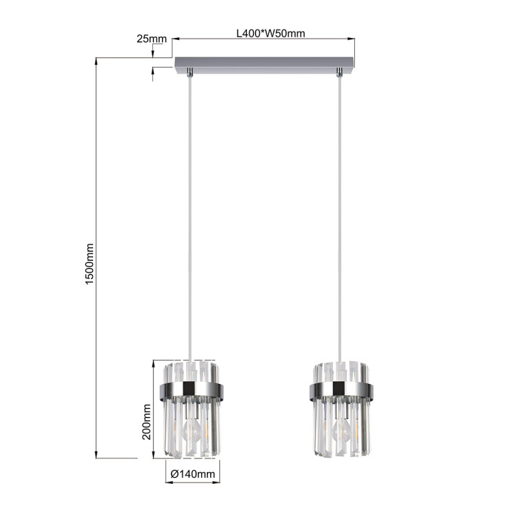 Lampa wisząca Vetro chrom 2xE14 - 11199