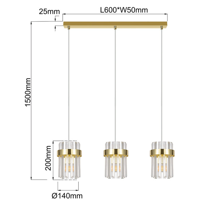 Lampa wisząca Vetro złota 3xE14 - 11205