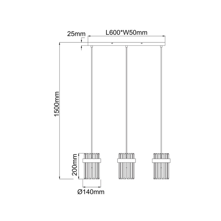 Lampa wisząca Vetro chrom 3xE14 - 11216