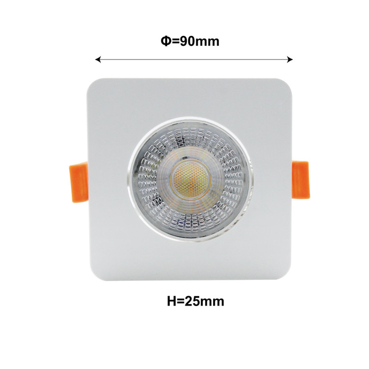 Ruchome kwadratowe oczko podtynkowe Plus białe LED CCT - 11355