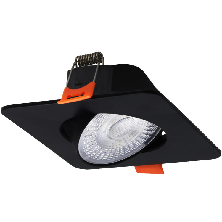 Ruchome kwadratowe oczko podtynkowe Plus czarne LED CCT - 11363