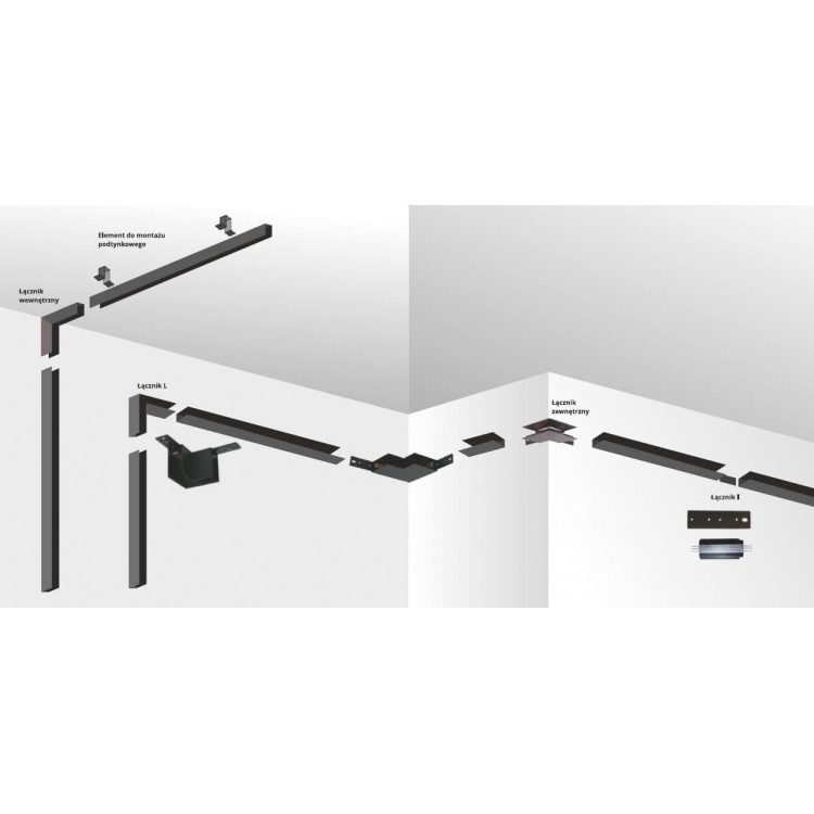 Magnetic zestaw do montażu podtynkowego czarny zestaw podtynkowy - 1706