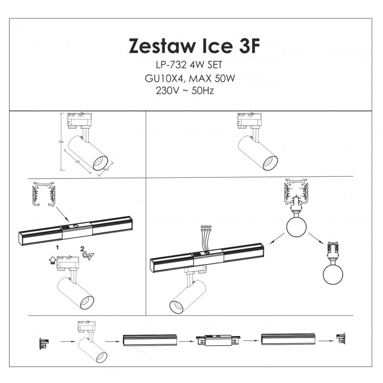 Reflektor do szynoprzewodów Ice 1F biały 1xGU10 - 2856