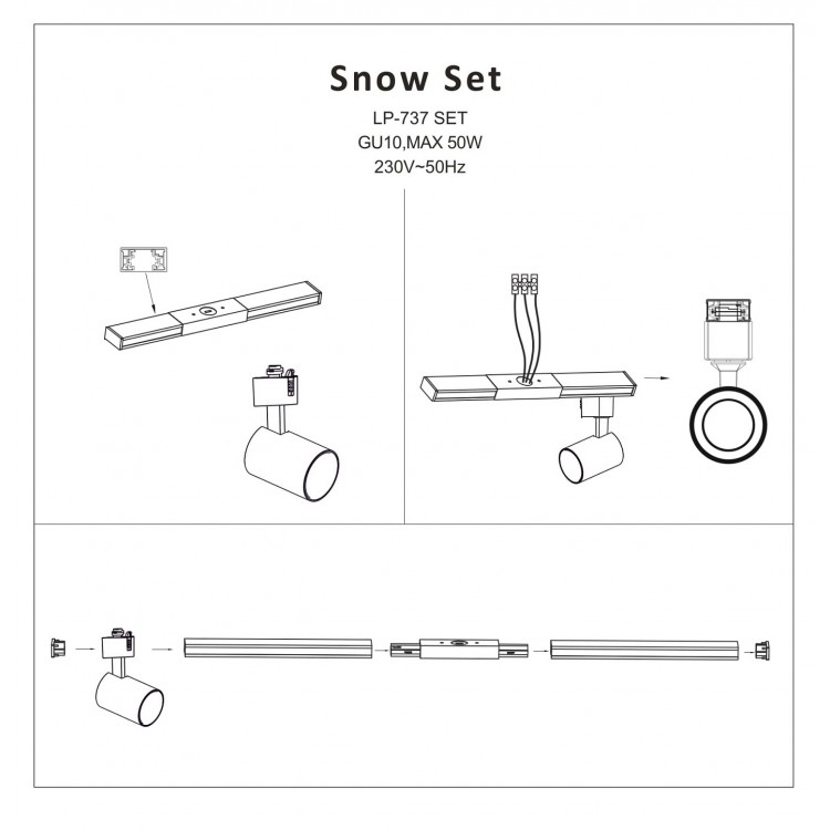 Reflektor Snow 3F czarny 1xGU10 - 2865