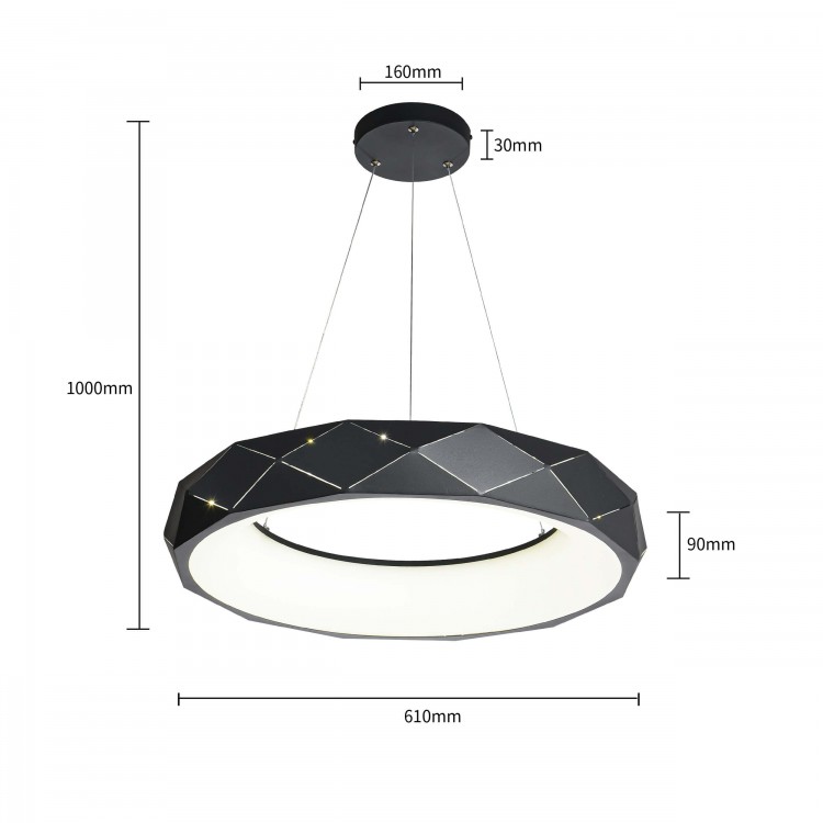 Lampa wisząca Reus czarna LED 4000K - 3076