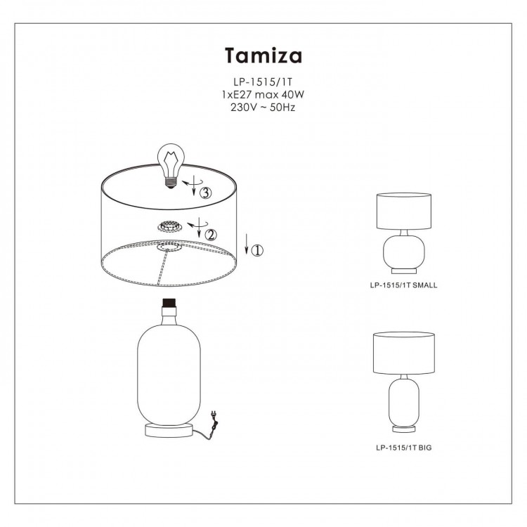 Lampa stołowa Tamiza 65 cm czarna 1xE27 - 3171