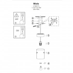 Lampa wisząca Miele dymna 1xE27