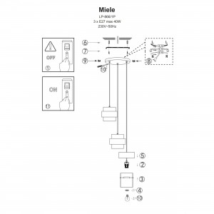 Lampa wisząca Miele dymna 3xE27