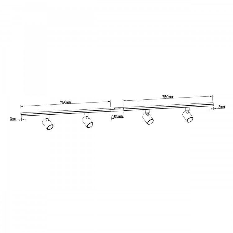 Zestaw oświetlenia szynowego Snow SET 1F czarny 4xGU10 - 3240