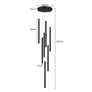 Lampa wisząca Lungo 7 czarna 7xG9