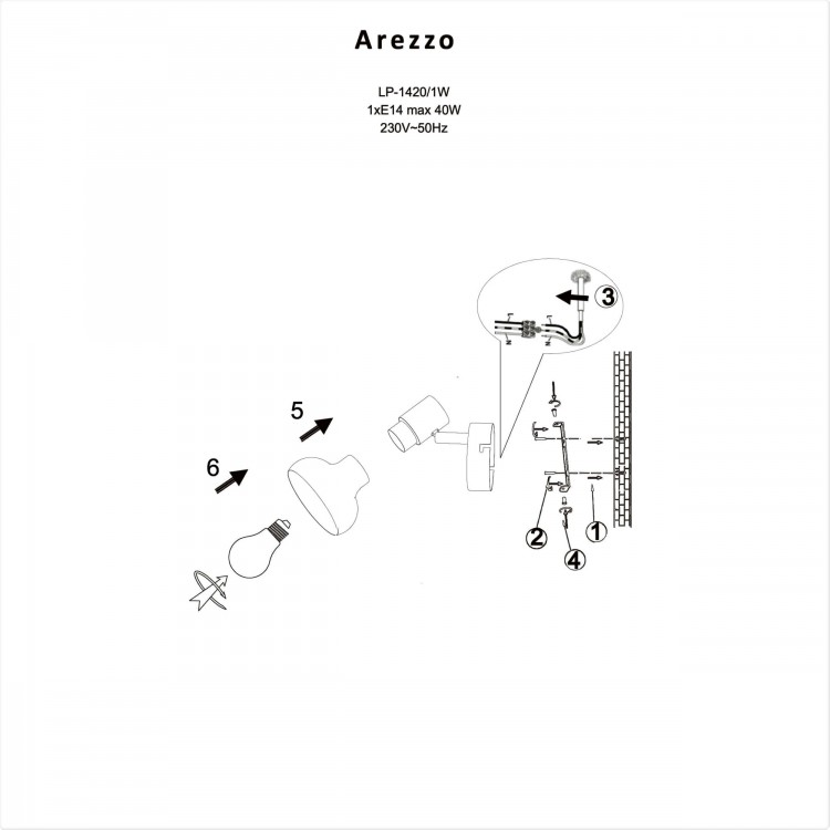 Kinkiet Arezzo czarny 1xE14 - 3345