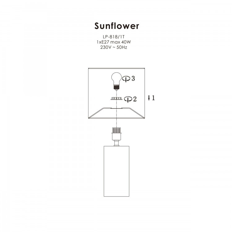 Lampa stołowa Sunflower czarno - transparentna 1xE27 - 3393