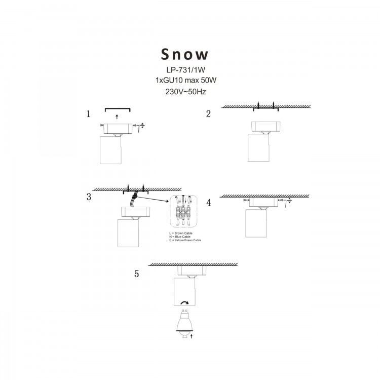 Spot Snow 1 czarny 1xGU10 - 3564