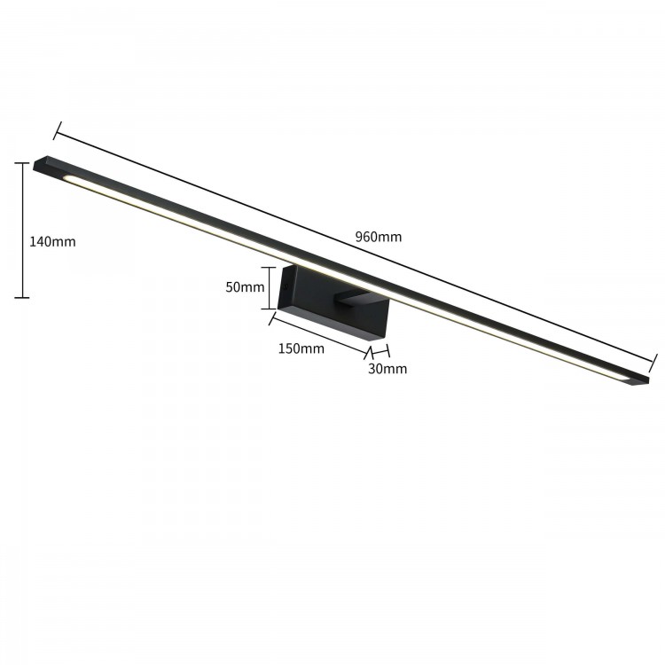Kinkiet Isla XXL czarny 96cm IP44 LED CCT - 3655