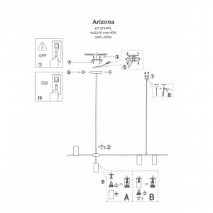 Lampa wisząca Arizona czarno - złota 6xGU10