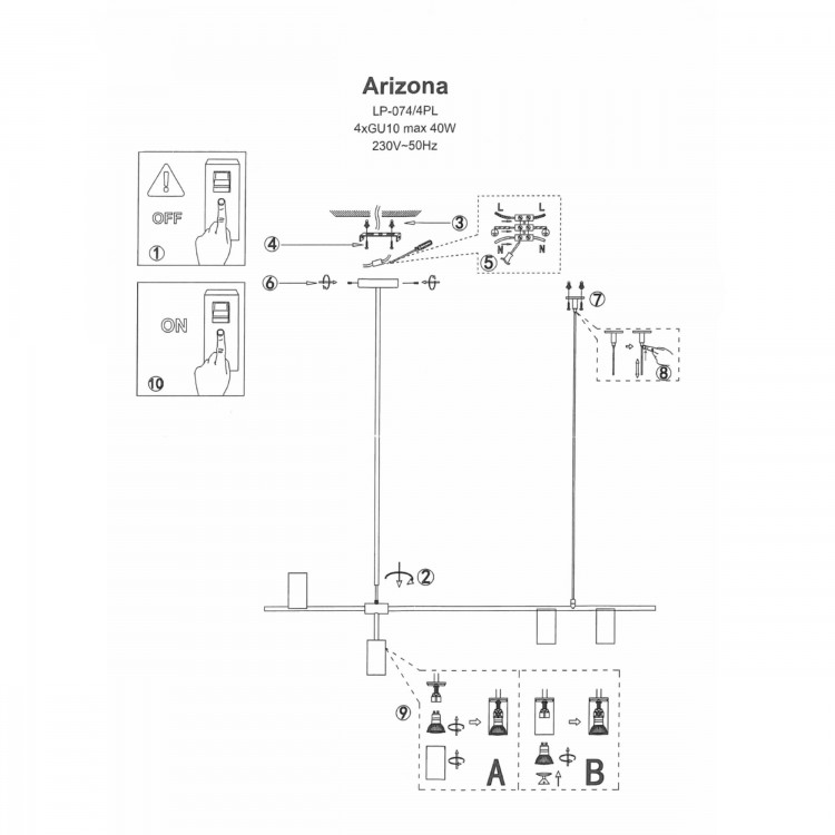 Lampa wisząca Arizona czarno - złota 6xGU10 - 3821