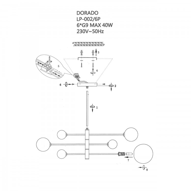 Lampa wisząca Dorado złota 4xG9 - 3848
