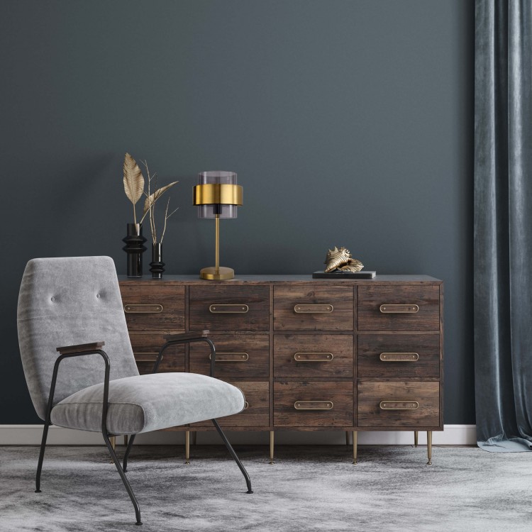 Lampa stołowa Miele dymno - złota 1xE14 - 3946