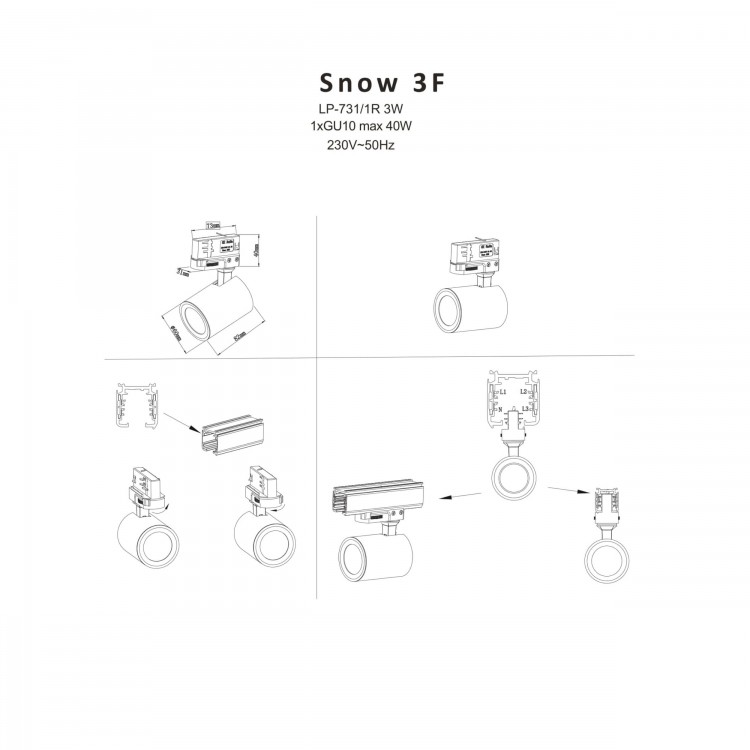 Szynoprzewód 3F 2m czarny - 4009