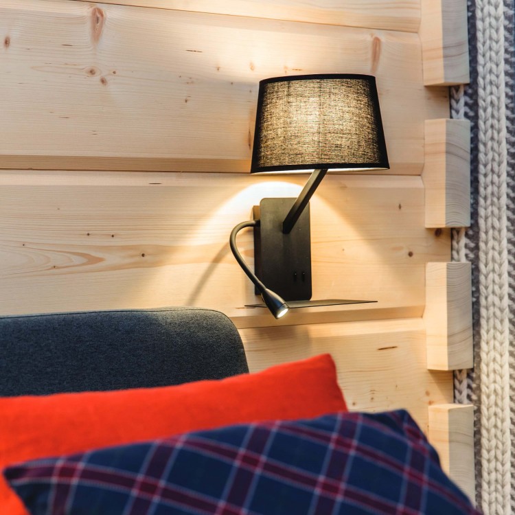 Kinkiet z półką Dakota prawy czarny 1xE27 - 4018