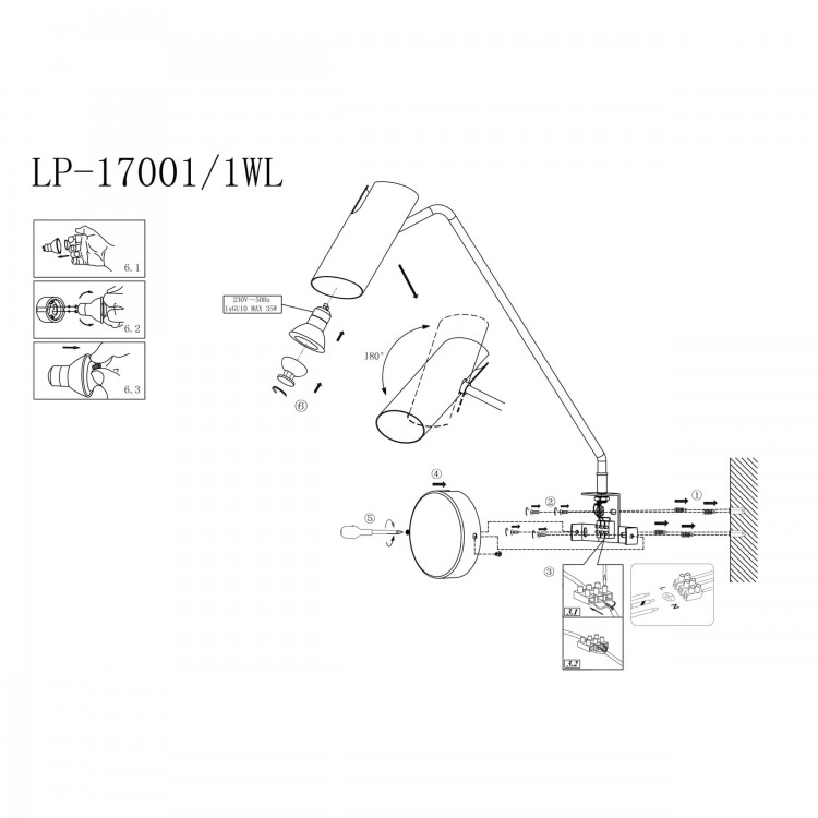 Kinkiet z wysięgnikiem Futuro czarny 1xGU10 - 4047