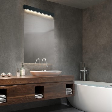 Ibros kinkiet czarny XL z IP44 4000K