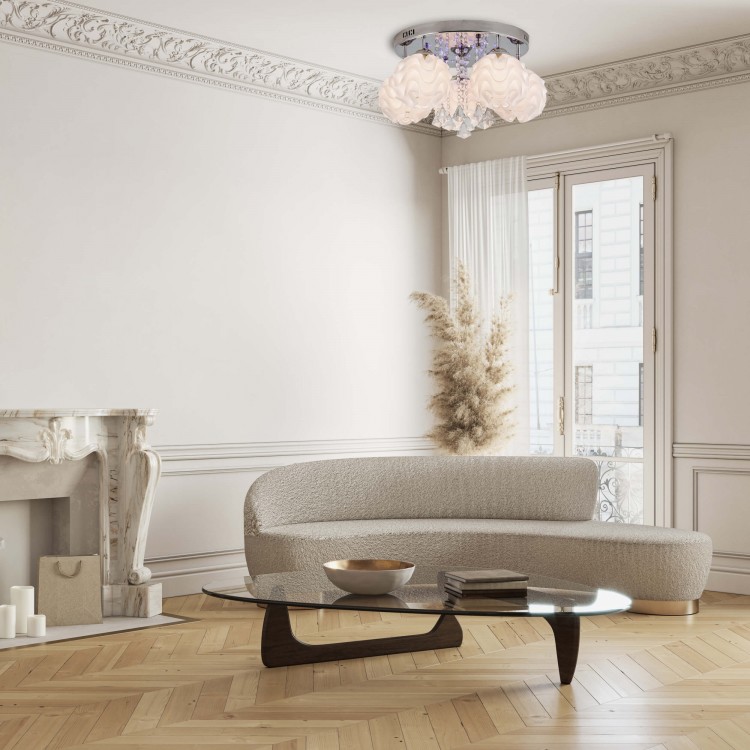 Ozdobny plafon Sada srebrny 5xE14 plus LED - 4293