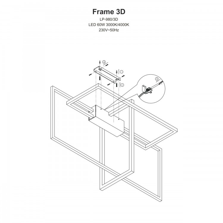 Lampa wisząca Frame czarna LED 3000K - 4327