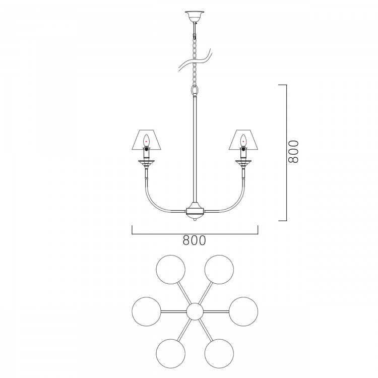 Lampa wisząca Glamour srebrno - czarna 6xE14 - 4331