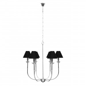 Lampa wisząca Glamour srebrno - czarna 6xE14
