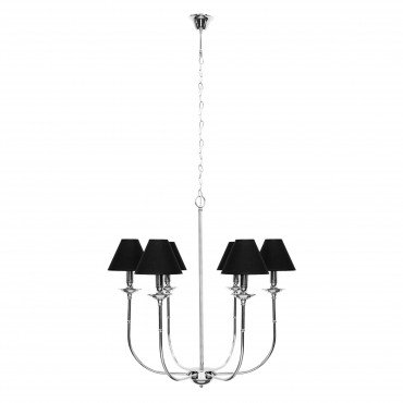 Lampa wisząca Glamour srebrno - czarna 6xE14