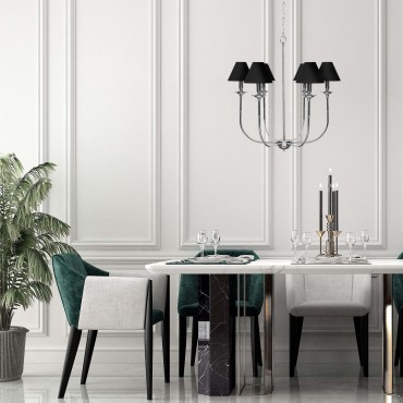 Lampa wisząca Glamour srebrno - czarna 6xE14