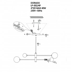 Lampa wisząca Dorado czarna 4xG9