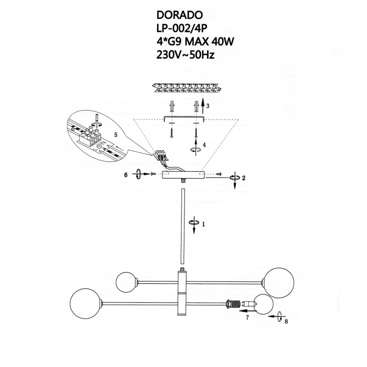 Lampa wisząca Dorado czarna 4xG9 - 4359