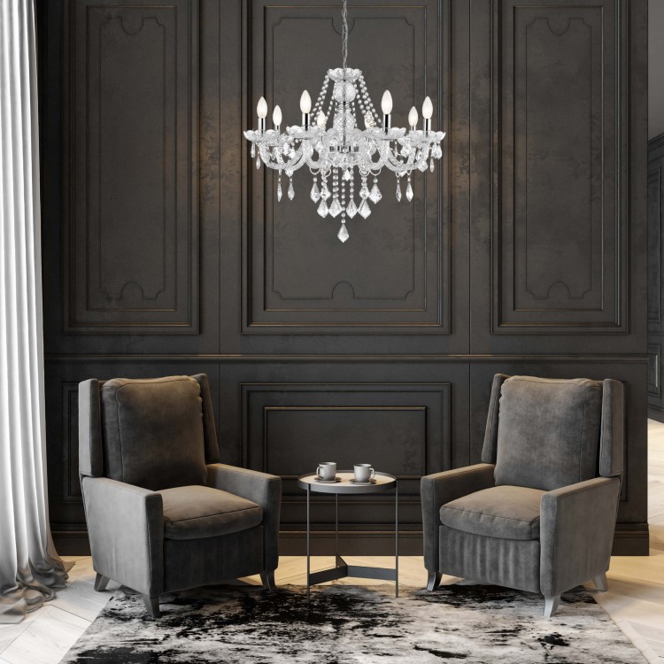 Lampa wisząca Cristallo srebrna 8xE14 - 4417