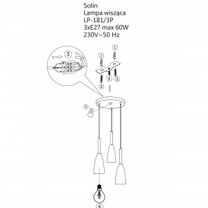 Lampa wisząca Solin 3 biała 3xE27